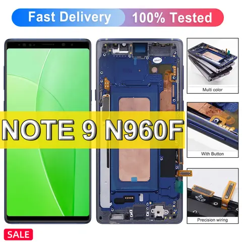 삼성 Galaxy Note 9 용 TFT Note9 디스플레이 삼성 Note9 N960F/DS 스크린 교체 용 LCD 디스플레이 터치 디지타이저 프레임 포함