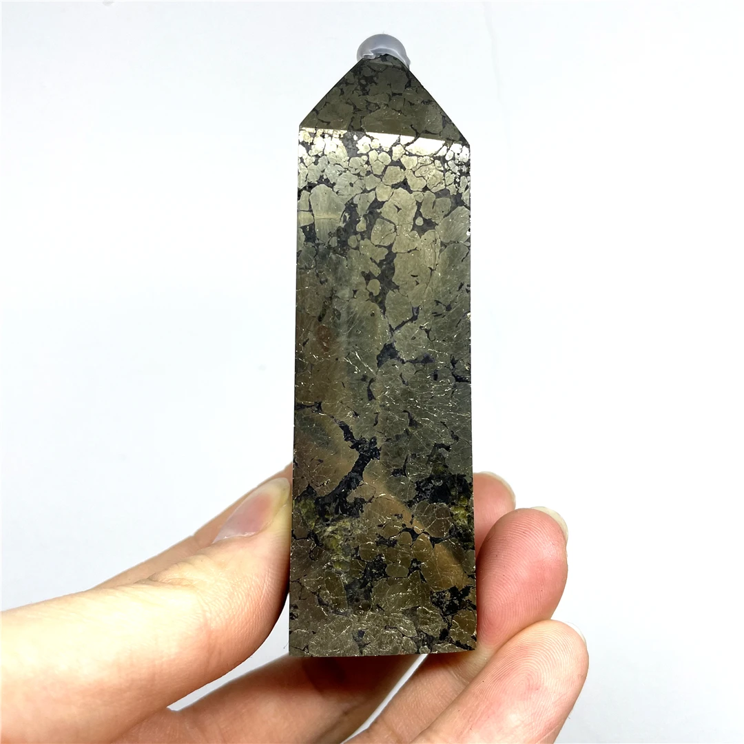 Polished Pyrite Crystal Points Healing Wands Mineral Quartz Collectibles Folk Art Crafts Ornaments From Natural Stones Feng Shui