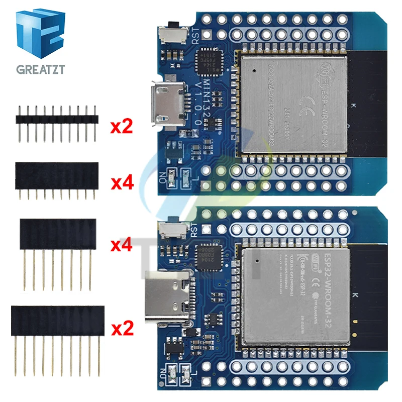 TZT For Wemos Mini D1 ESP8266 ESP32 ESP-32S WIFI Bluetooth CP2104 Development Board Module For Arduino With Pins