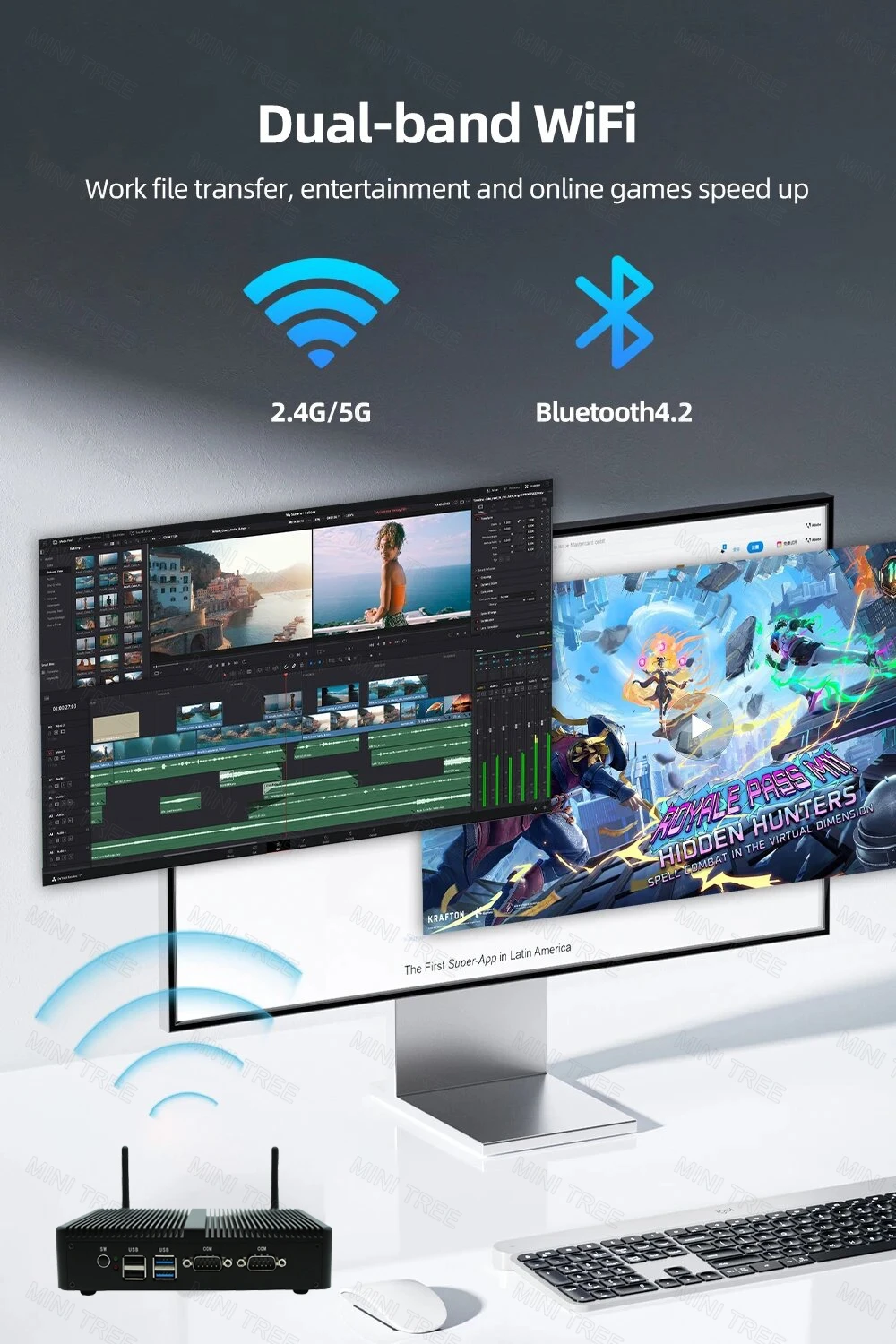 كمبيوتر صغير بدون مروحة للمنزل والمكتب Celeron J5005 8G RAM 128G SSD Dual LAN Win10 كمبيوتر صغير صناعي للأعمال 2xRs232 COM مثبت