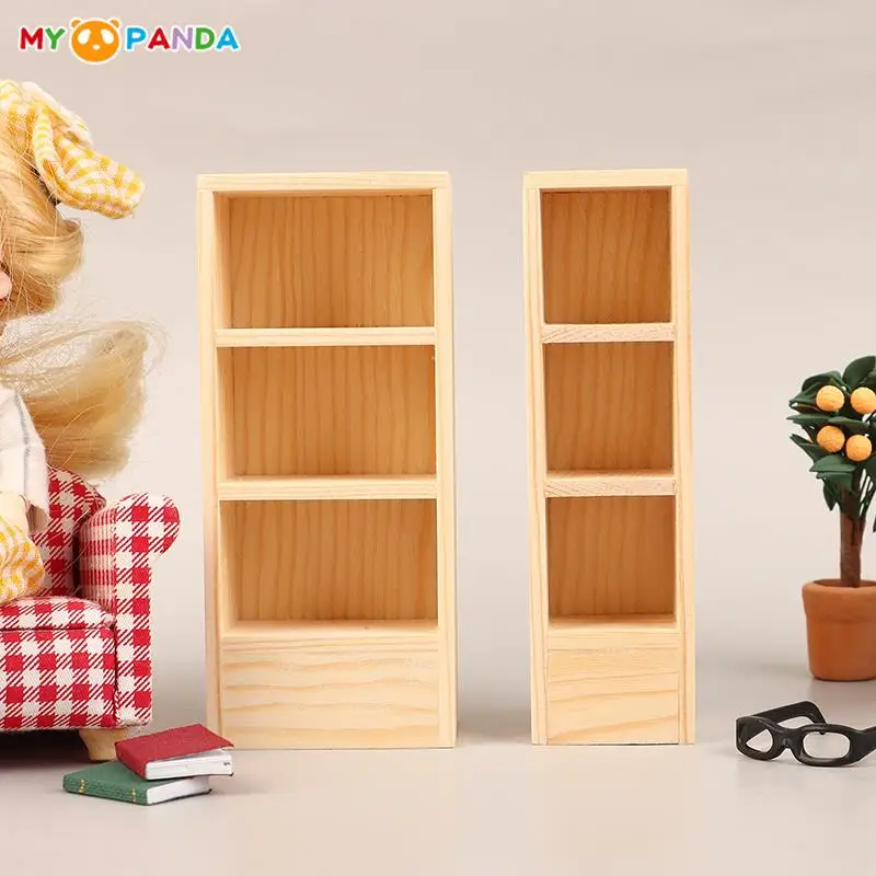 

1/12 Dollhouse Miniature Wooden Storage Shelf Bookshelf Model Dolls House Simulation Furniture Scene Decor Kids Pretend Play Toy