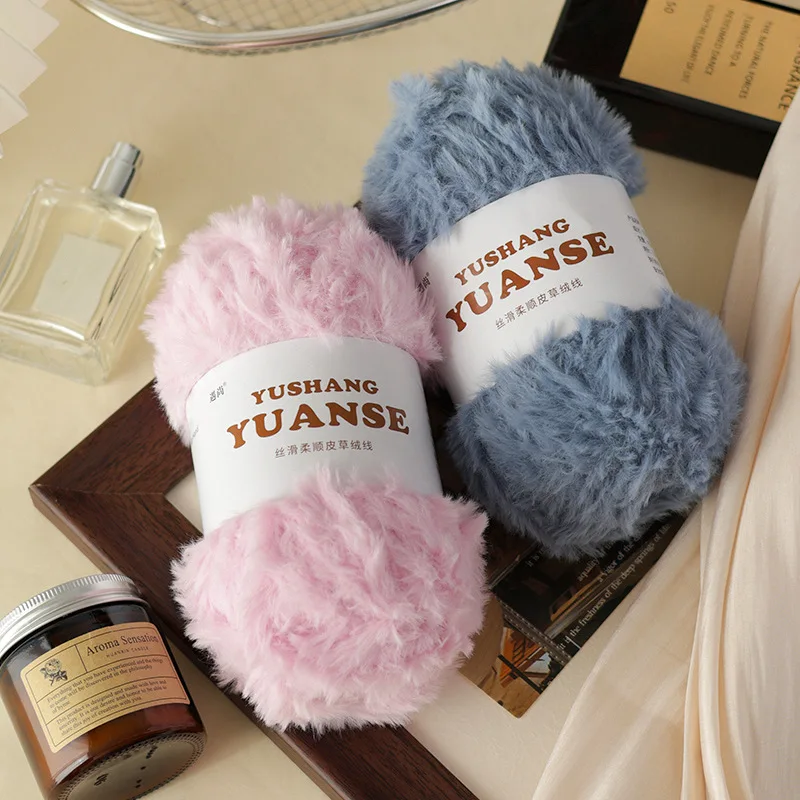 Faux Mink Fur Yarn For Hand Knitting Soft Fluffy Chunky Plush Yarn Knitting Scarf Hat Sweater Crocheting Amigurumi Bag Blanket