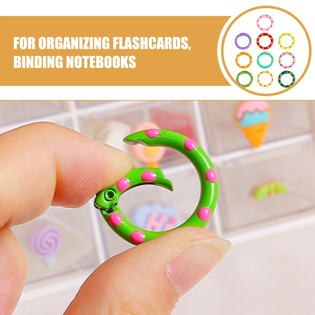 10 Pcs Buckle Clasps Metal Rings for Crafts Metal Spring Buckle Round Snap Binding Supplies Sturdy Fade Resistant Key Ring