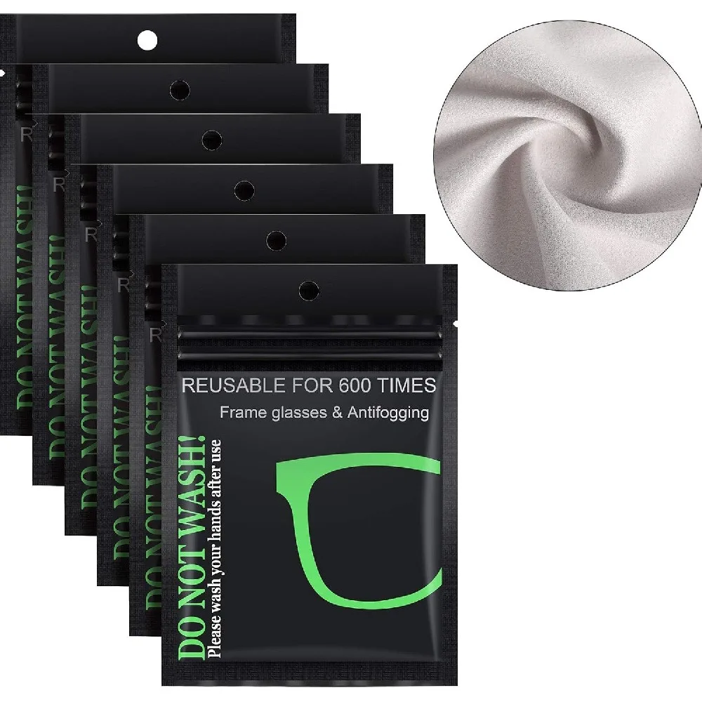 6 Pack Anti Fog Eyeglasses Cleaning Cloths (3 Packs), Reusable Up To 600 Times Microfiber Anti-Fog Lens Wipes, No Wash Anti-Fog Glasses Cloth for Eyeglasses Goggles Ski Mask Car Windshield Mirrors