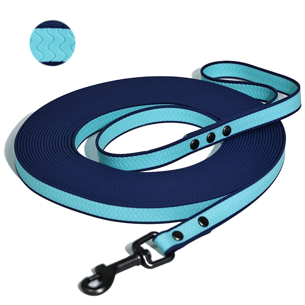 2 mm dicke, gewellte, rutschfeste PVC-Hundetrainingsleine, wasserdicht, lange Führleine, 5 m/10 m/15 m, 1,5 cm breit, für kleine und mittelgroße Hunde – Detail 5