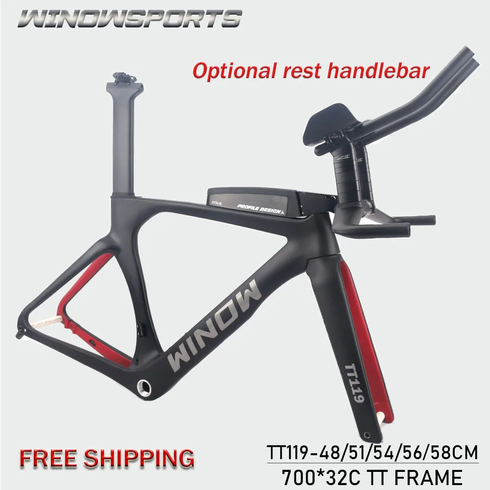 

High-end Carbon TT Bike Frame Aero Triathlon Bike Frameset High Quality Disc Brake Optional rest handlebarTime Trial Bicycle