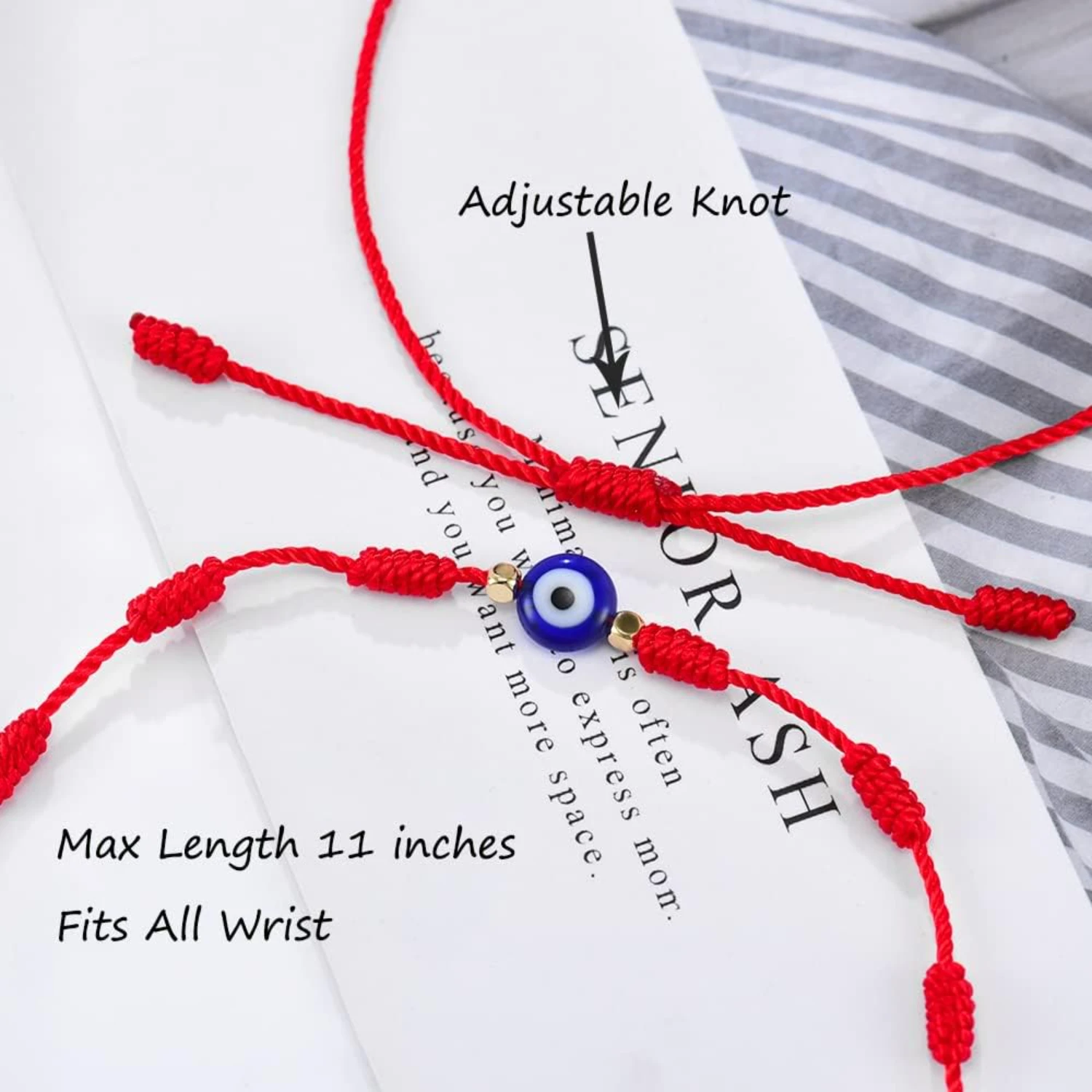أساور Tarsus قابلة للتعديل بخيط أحمر محظوظ - تميمة واقية قوية مع 7 عقدة، سحر عين الشر للنساء والرجال، Little Bo #4