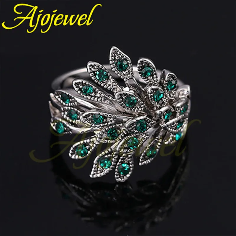 Ajojewel Vintage Phoenix Rings For Women Red/Green/Black CZ Animal Jewelry Bijoux Cute Gift