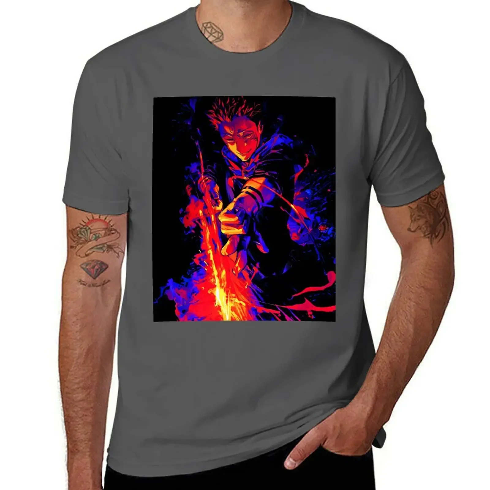 

Новая модель футболки Ryomen Sukuna 2025 года, одежда больших размеров, хлопковые футболки с рисунком, наряды для мужчин