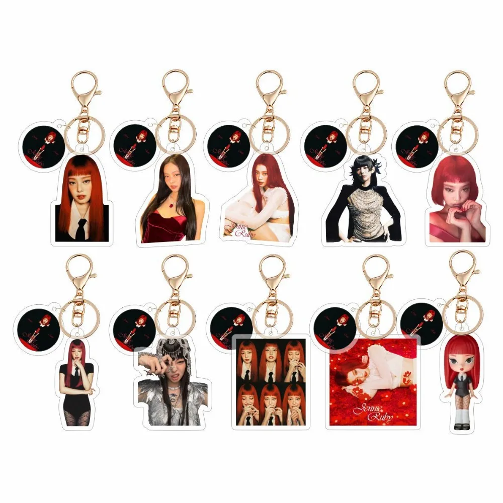 2025Kpop JENNIE Nieuwe Album RUBY Acryl Sleutelhanger Tas Hanger Accessoires Fans Collectie Gift Mode Sleutelhanger