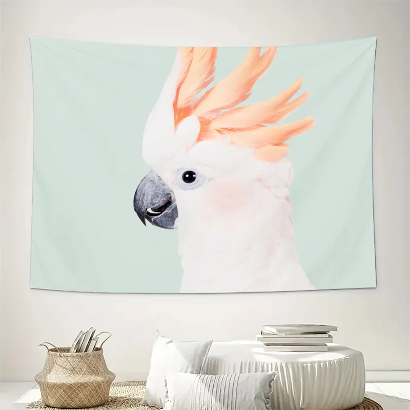 High Quality Macaw Parrot Tropical Bird Tapestry Wall Hanging Boho Aesthetic Poster Art for Modern Living Room Bedroom Decor