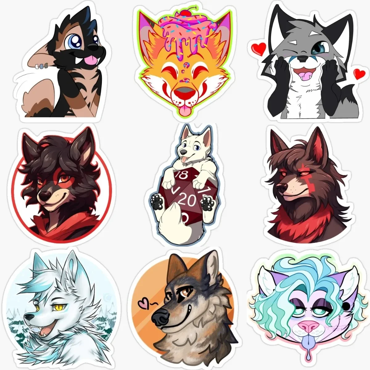 

Creative Catoon Furry Wolf PVC Waterproof Stickers Accessories for Decorate Fridge Table Motorcycle Off-road Car Van Truck Decal