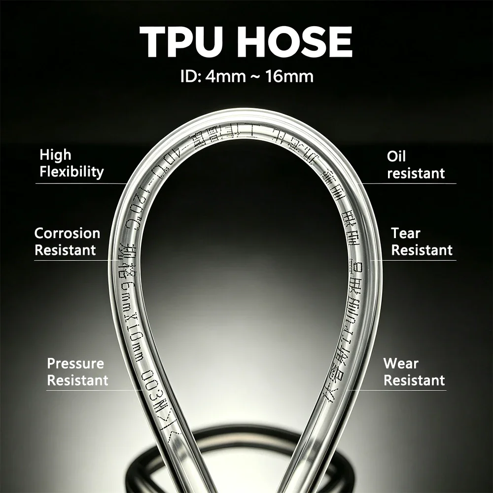 ID 4mm~16mm Transparent High Pressure TPU Fuel Hose Oil Resistant AntiLeak Hose for Small Diesel Engine Flexible Tube