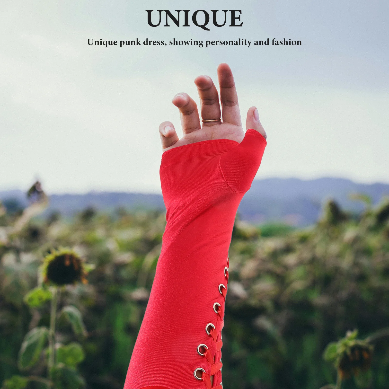 

1Pair Satin Ribbon Gloves Steampunk Style Adjustable Lace-Up Long Gloves for Masquerade Party Performance Soft Comfortable