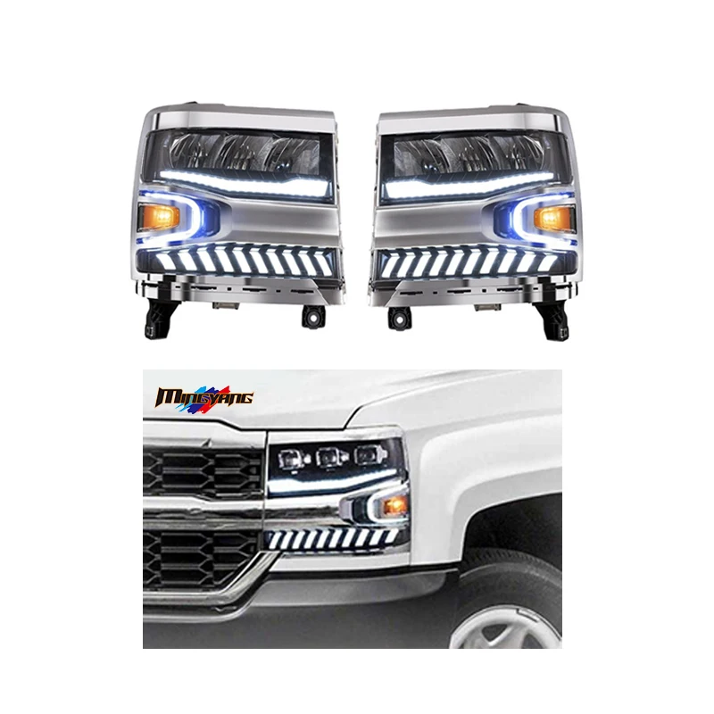 New Arrival 2016-2018 3 Lens LED Head Lamp Light Headlights For Chevrolet Silverado Accessories Head Lights