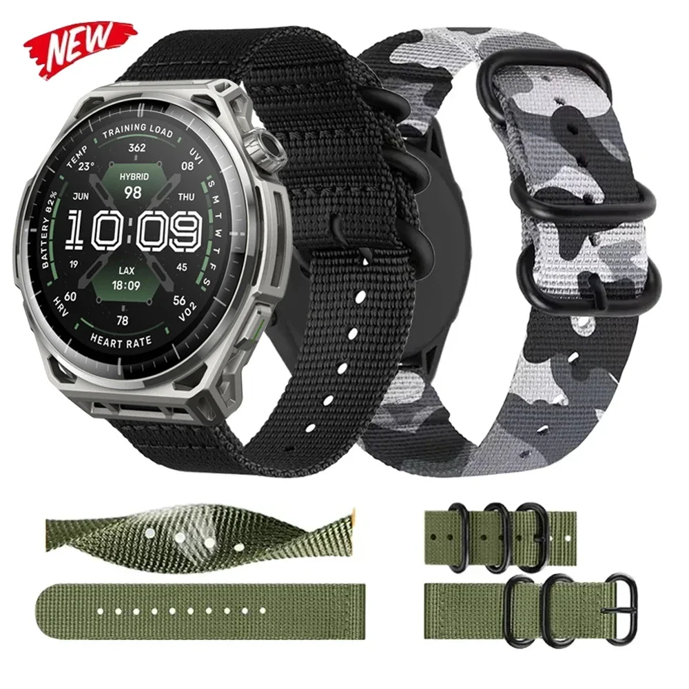 22mm Three-ring Buckle Nylon Strap For Amazfit T-Rex3 Pro 48mm Bracelet Watchband For Amazfit Helio/Bip Max/6/Balance 3-2 Correa