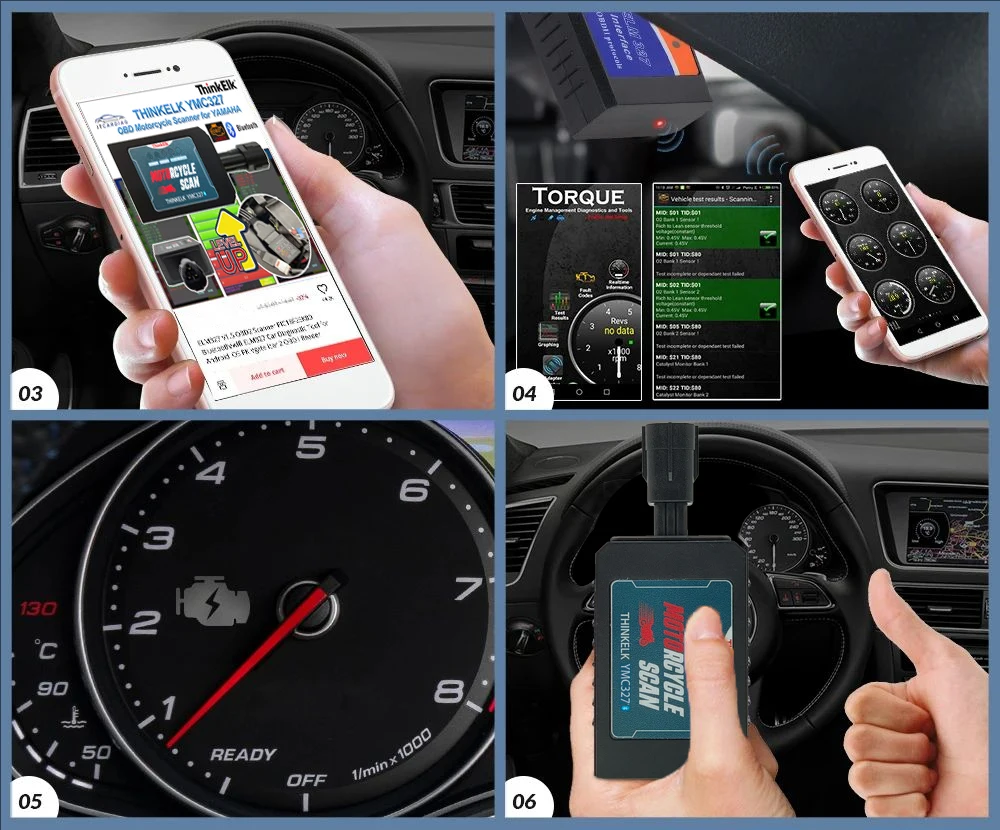 PK ELM327 V1.5 ヤマハ ThinkElk YMC327 と 25K80 チップオートバイ Bluetooth OBD2 スキャナ Motobike 故障 OBDII 診断ツール