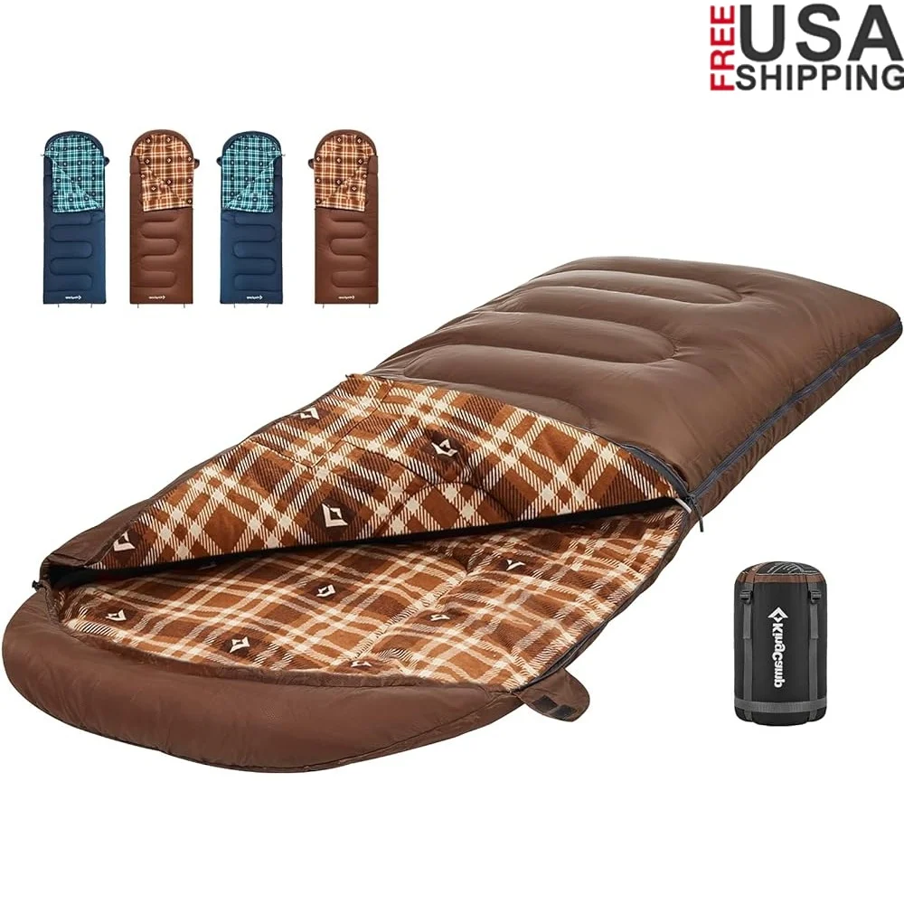 

XL Adult Sleeping Bag Cold Weather Flannel Compression Sack Portable Waterproof Camping Hiking Multifunctional All Seasons Cozy