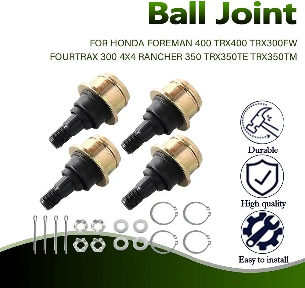For 4PCS Ball Joints Upper and Lower fit for Honda Foreman 400 TRX400 TRX300FW Fourtrax 300 4X4 Rancher 350 TRX350TE TRX350TM by