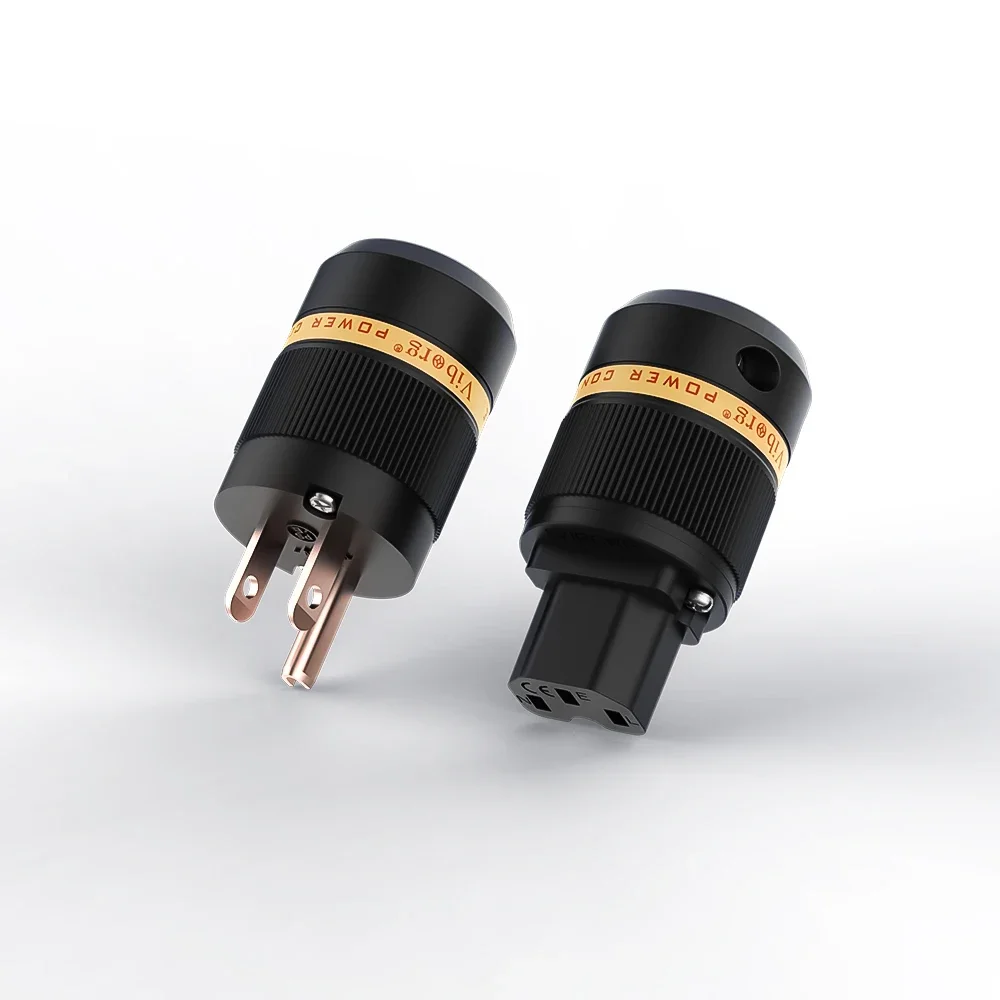 

Viborg VM501+VF501 Pure Copper AC US Plug Red copper US Power Plug IEC Connector 1 Pair