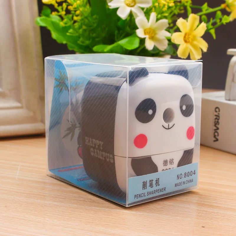 Cute Cartoon Animals Lápis Sharpener, Hand Crank, Manual Pen Cutter Tool, Panda