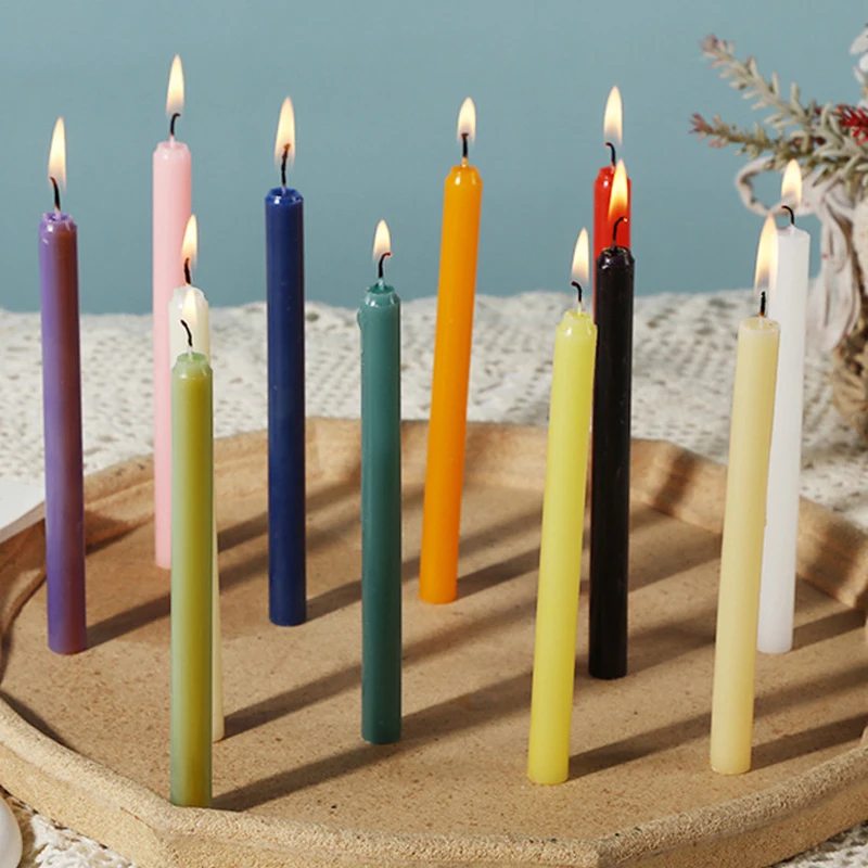 24pcs colorful candles for rituals magic candles household power outage emergency lighting candles long decorated candles