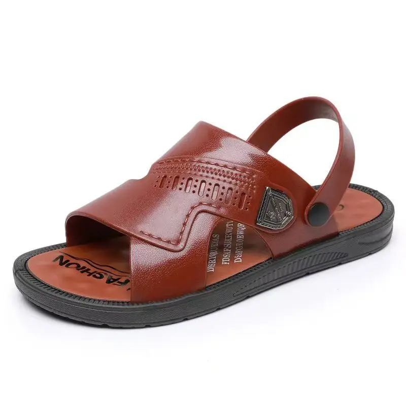 

Summer New Men's Dual Purpose Beach Sandals Slippers Soft Sole Non Slip Open Toe Flat Sole Outdoor Middle Aged Driving Sandals