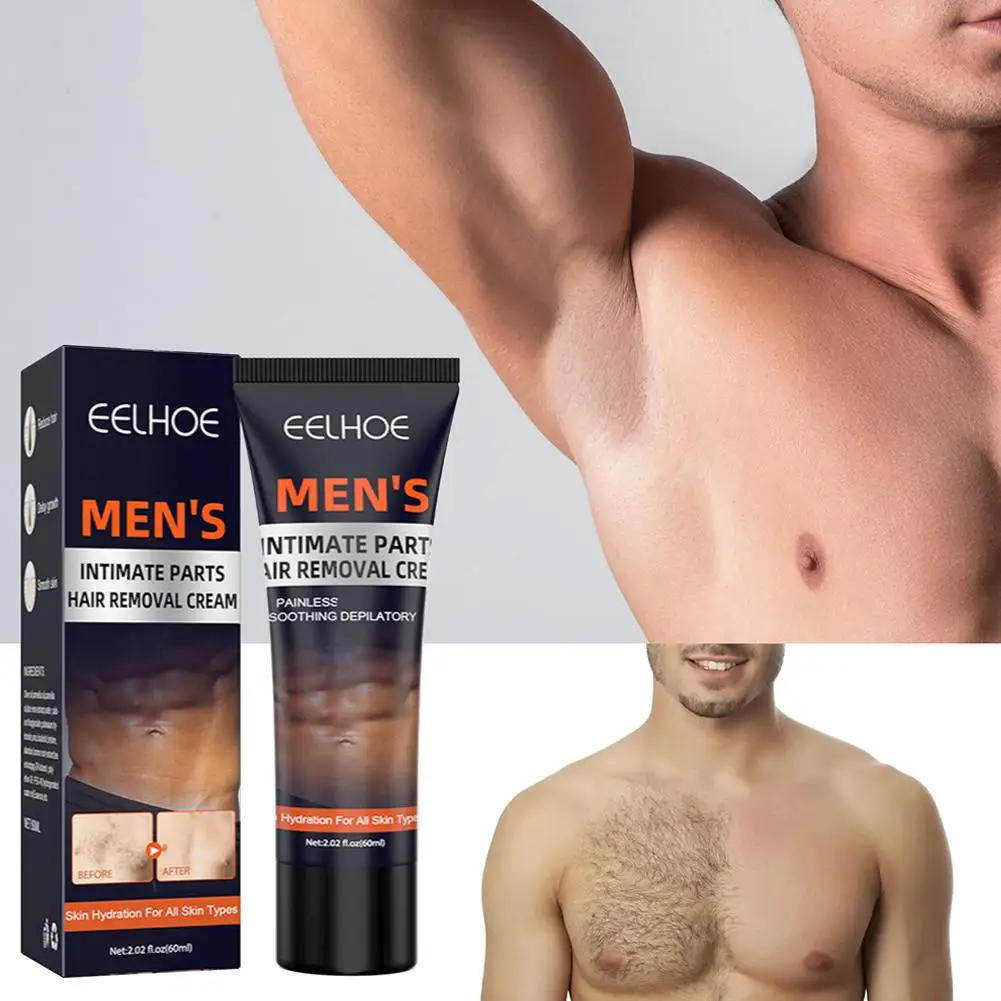 Men Hair Remover Cream Inhibition Eliminate Beard Armpit Chest Private Parts Gently Depilatory Painless Remover 60ml