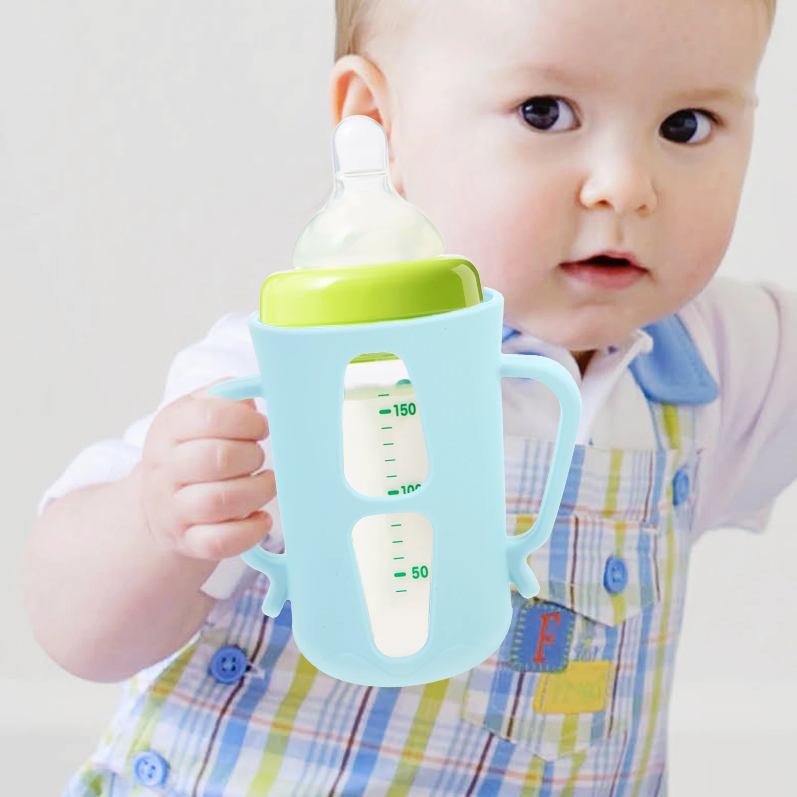 

1pc Baby Bottle Protector Silicone Protective Case Milk Handle Feeding Bottle Cover Anti Scald Sleeve Cartoon Design