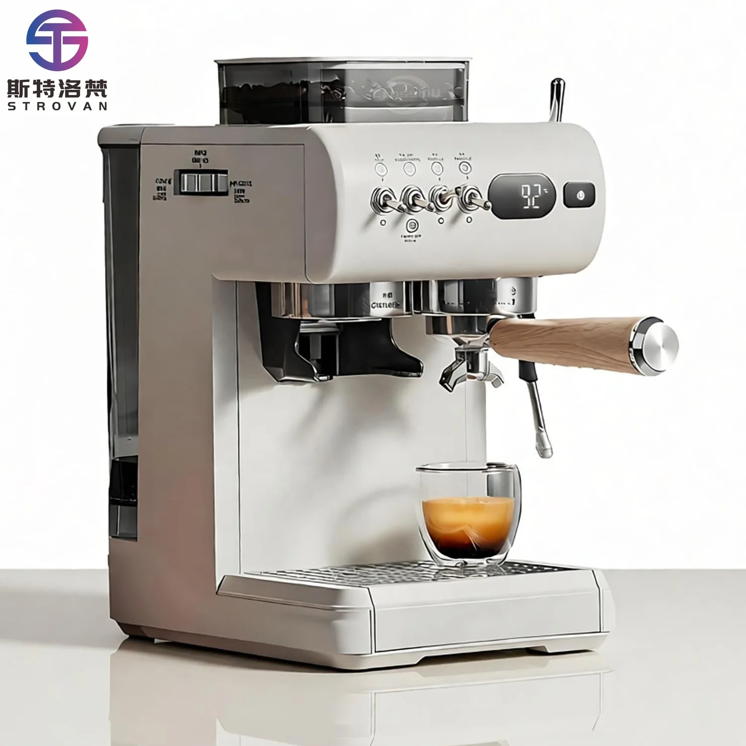 

Commercial Grade Electric with 20 Bar Pressure Low-Pressure Pre-infusion Metal Conical Burr Grinder Espresso Coffee Machine