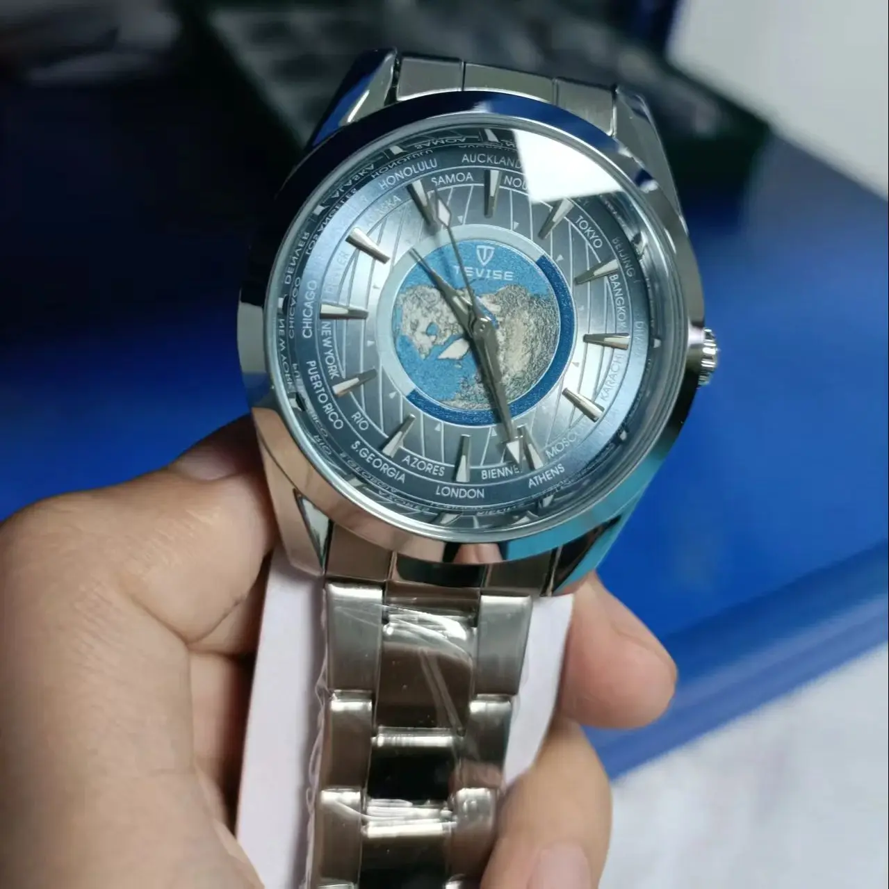 ساعة ميكانيكية أوتوماتيكية فاخرة جديدة للرجال من الفولاذ المقاوم للصدأ ومؤشر مضيء مقاوم للماء ساعة جلدية رياضية