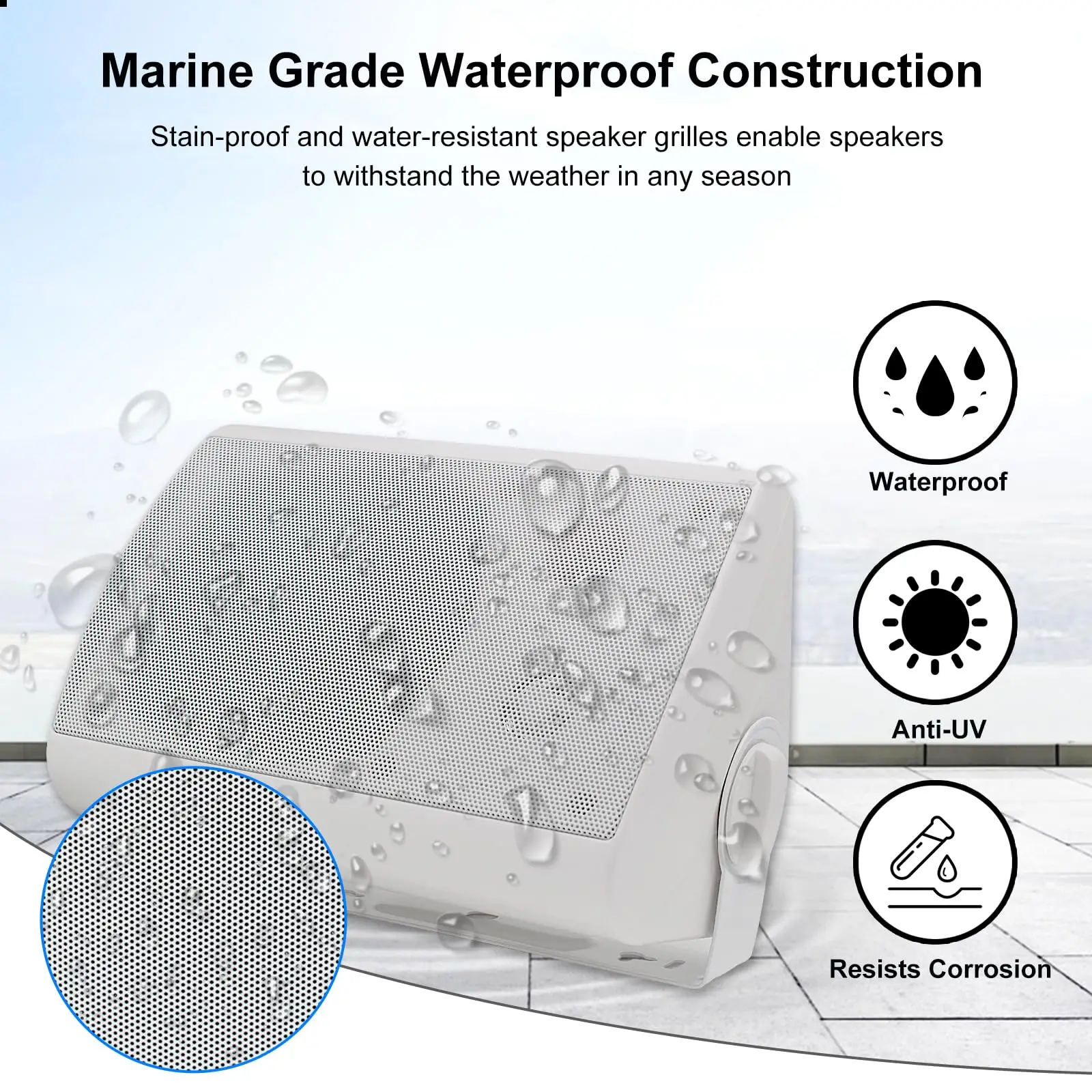 STUDIOFINIX 5.25'' 600W Bluetooth Speakers Waterproof Wired Wall Mount Indoor Outdoor Loudspeaker For Garden Patio Garage Home