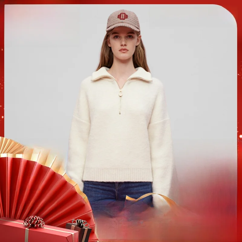 

Женский вязаный свитер MaSandeM с металлической молнией на воротнике, с подкладкой из искусственного меха, осенне-зимний, модный, повседневный, свободного кроя, с длинными рукавами