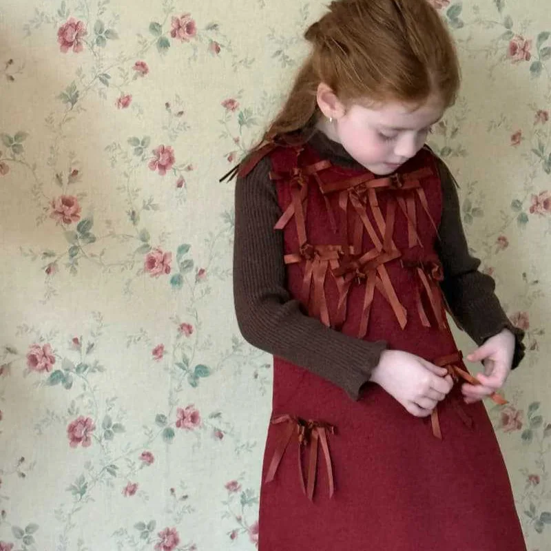 2025 خريف شتاء جديد الكورية الفتيات الصوفية القوس سترة تنورة الفتيات المخملية ملابس السنة الجديدة فستان