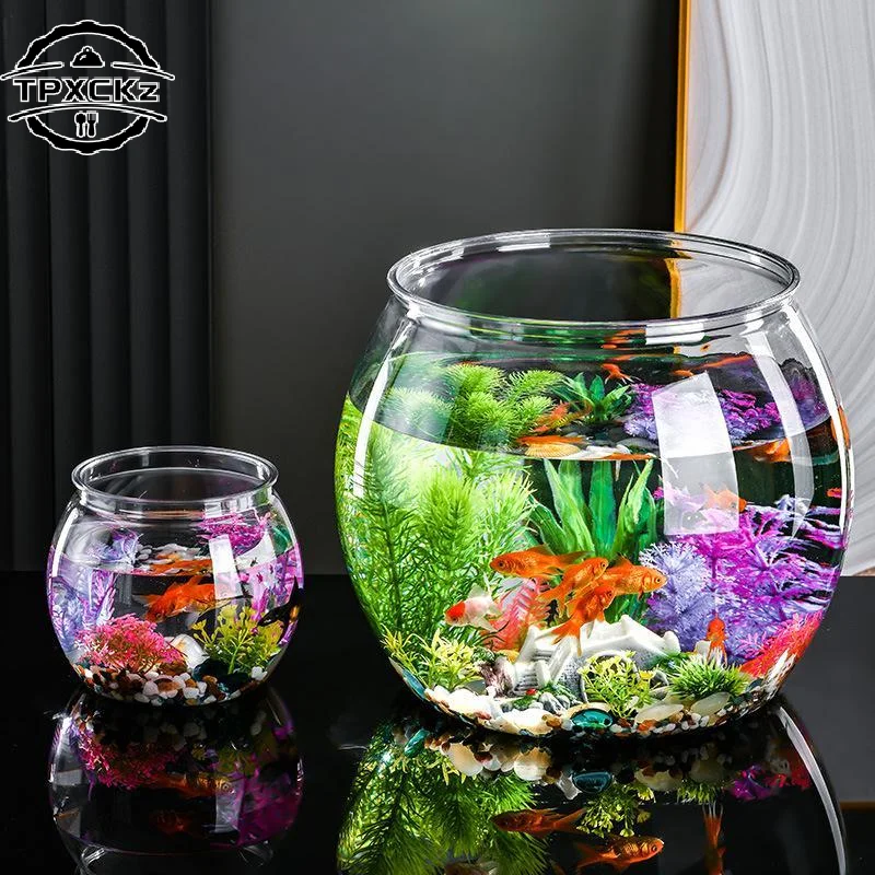 Plastic Fish Bowls Round Clear Goldfish Bowl Aquarium Hydroponic Planter Floral Container For Table Centerpiece Fish Home Decor