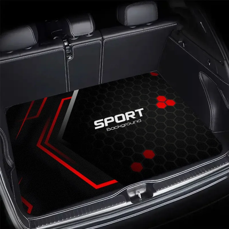 1PC Black and Red Printed Car Trunk Mat, Outdoor Dining Mat Universal Size Car Truck SUV Keep The Vehicle Clean 75CM * 100CM