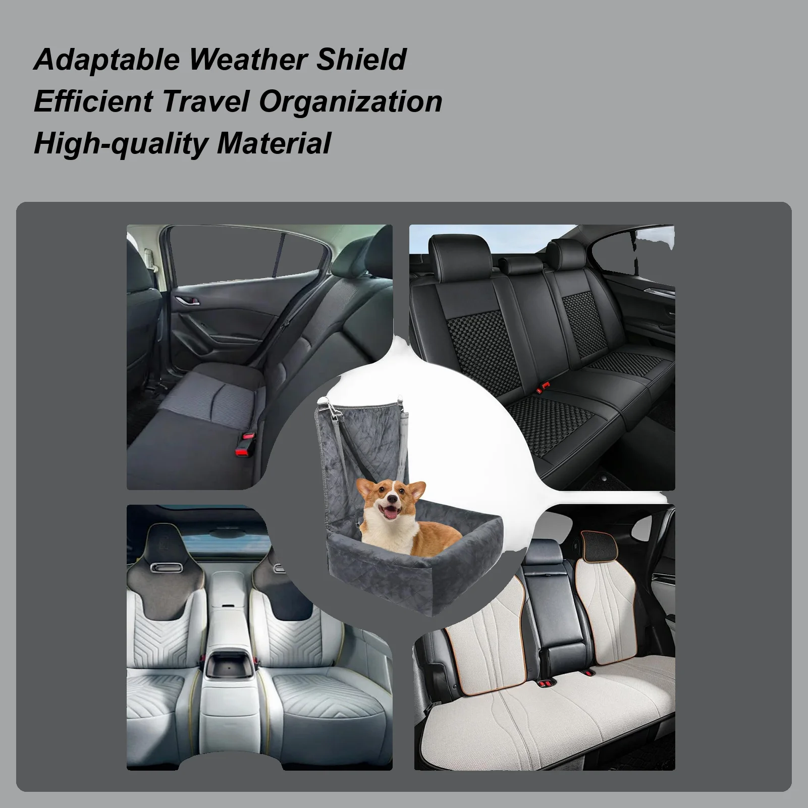 مقعد سيارة للكلاب مرتفع قابل للغسل 2 جيوب جانبية مقعد الحيوانات الأليفة جرو وسادة السيارات للمركبة RV SUV شاحنة المقعد الأمامي والخلفي #1