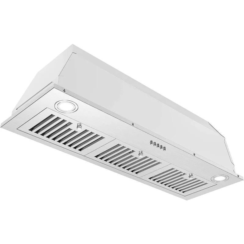 شفاط المطبخ إدراج 36 بوصة 600CFM الفولاذ المقاوم للصدأ المنزلية المدمج في غطاء فتحة التهوية أنبوبي/بدون قنوات قابلة للتحويل، تهوية المطبخ