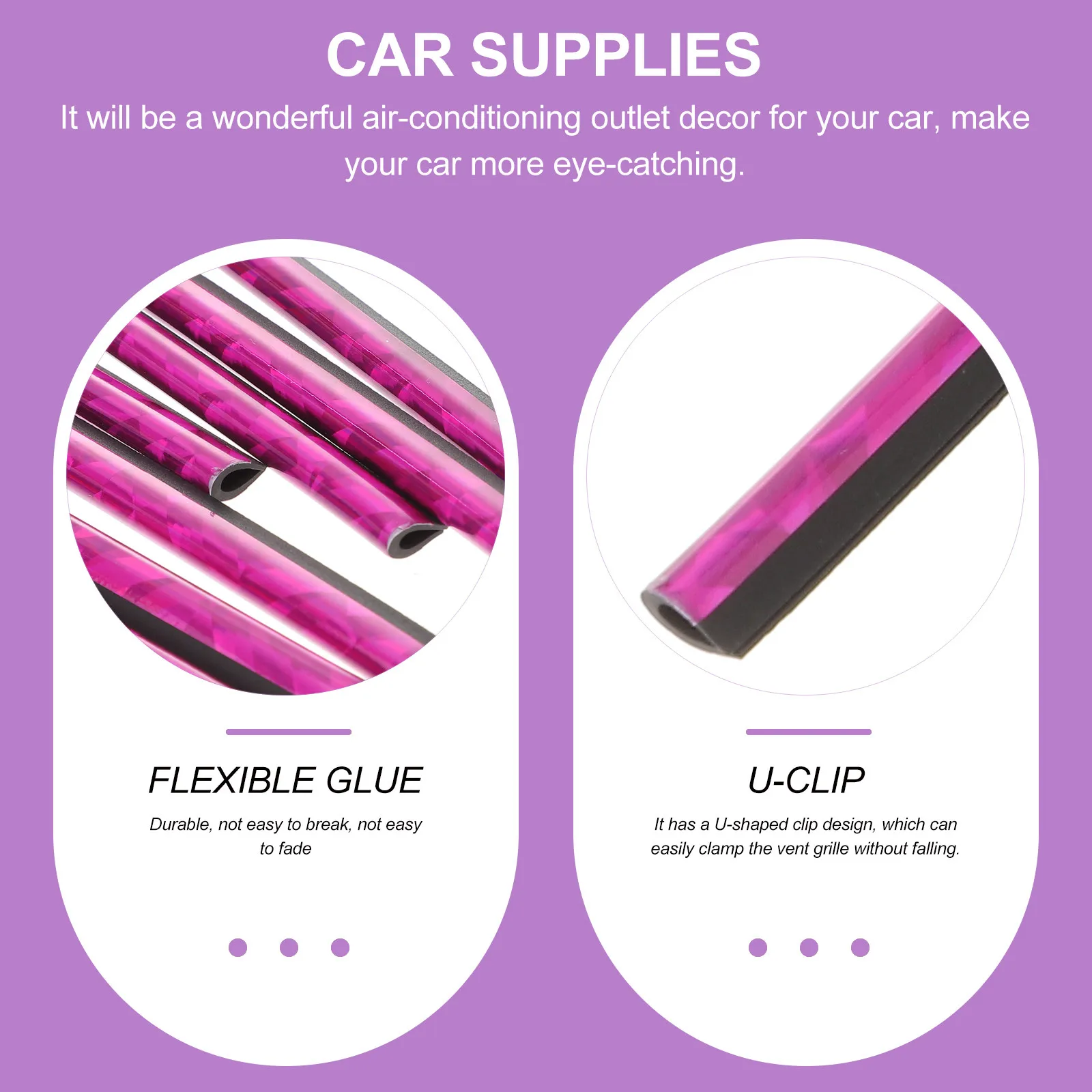 

10Pcs Car Vent Outlet Trim Strips Rhinestone Decorative U Shape Clip on Air Conditioning Vent Grille Trim Auto Interior