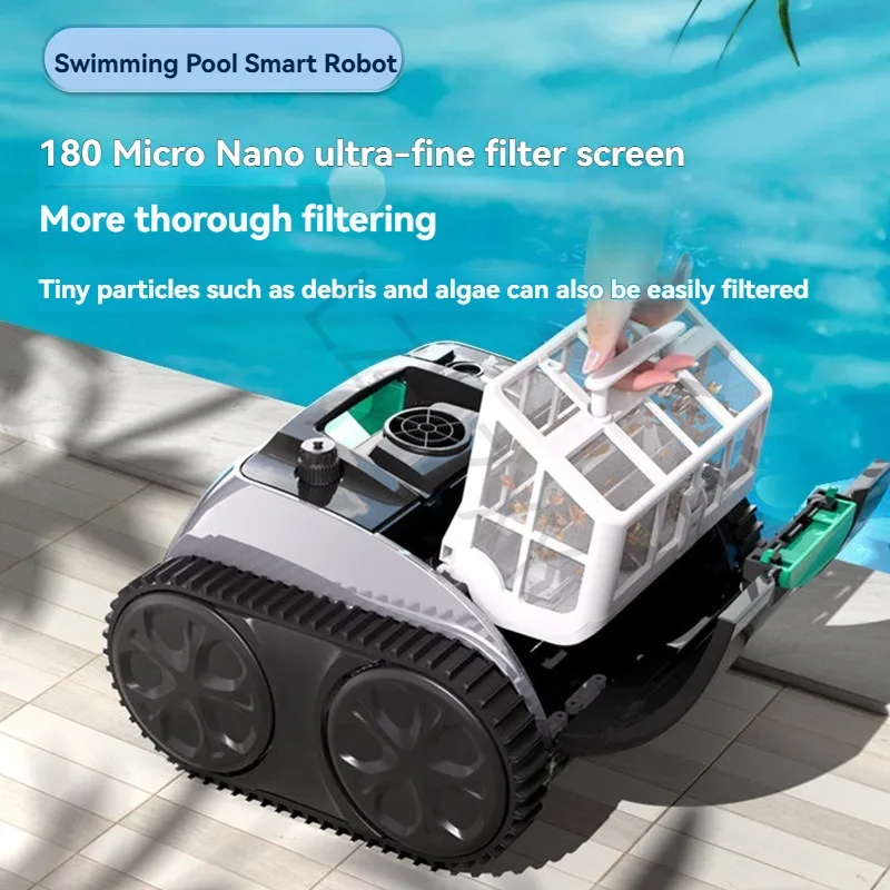 Máquina de Sucção de Esgoto para Piscinas Totalmente Automática, Robô de Limpeza Subaquática, Dispositivo de Limpeza de Tartaruga Aquática Sem Fio de Longo Alcance