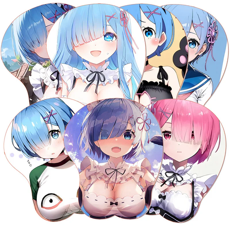

Коврик для мыши R_Rem R_Re:Zero OPPAI с подставкой для запястья, стерео-эффект, сексуальный аниме-дизайн Рам, силиконовая подставка для запястья, оптовый игровой коврик, офисный коврик для мыши