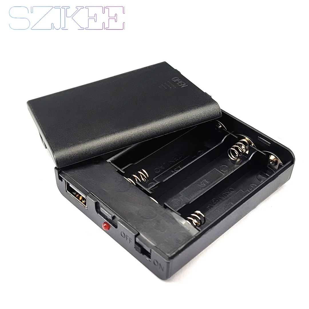 AA Battery Box With Power Switch And Indicator light with USB Socket 3/4 slots AA Battery Case AA Battery Holder