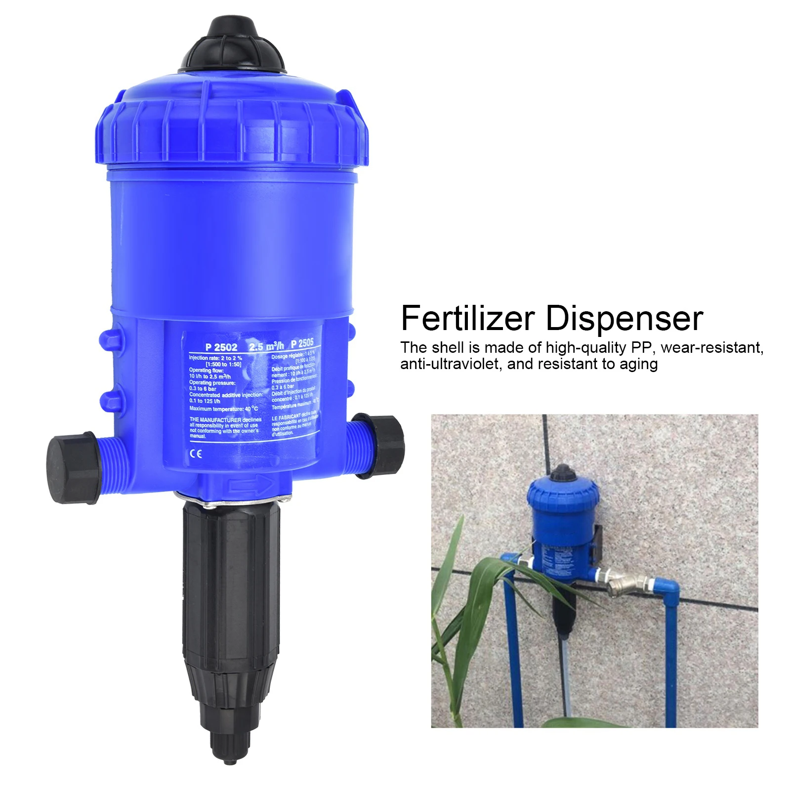 

G3/4 to G1 Male Thread Fertilizer Injector Chemical Liquid Doser Proportion Dispenser Dosing Pump 0.2-2%