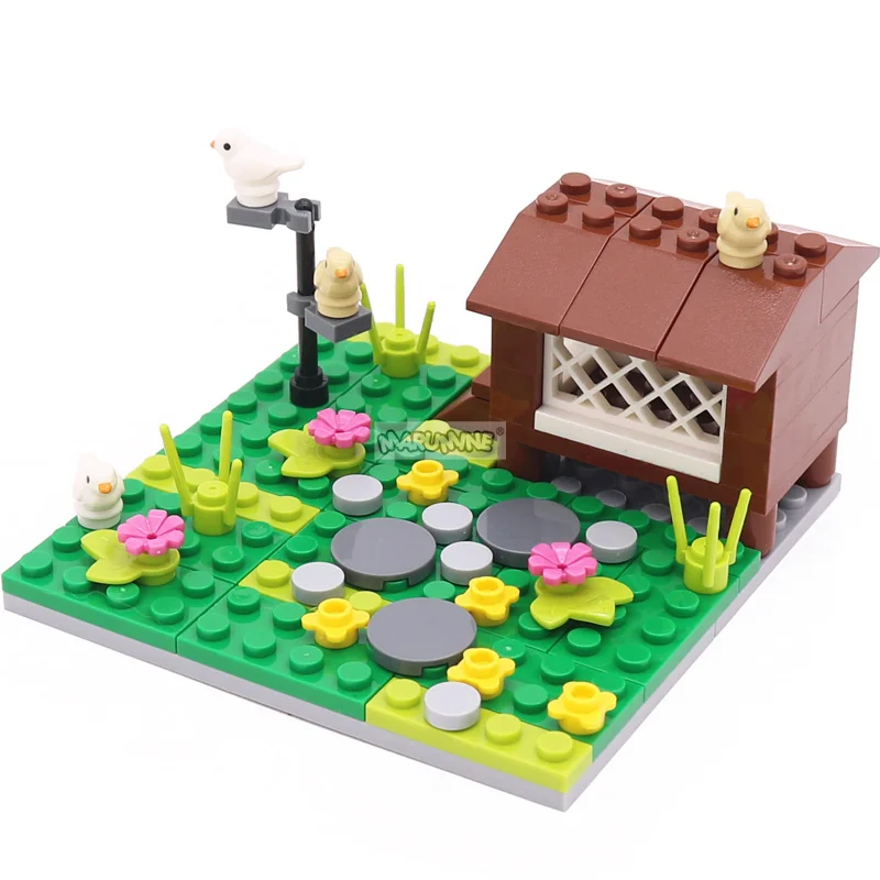 Marumine 75PCS MOC Farm Animals Blocks Set 41835pb01 Bird House City Building Bricks Parts DIY Construction Model Kit for Kids