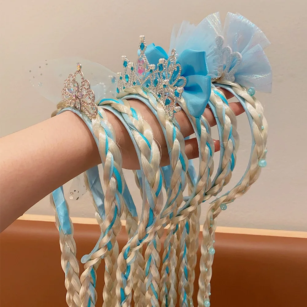 عصابة رأس تنكرية مبتكرة للفتيات ، شعر مستعار ، أميرة الثلج ، ندفة الثلج ، تاج ، زينة القوس ، إكسسوارات شعر مجففة