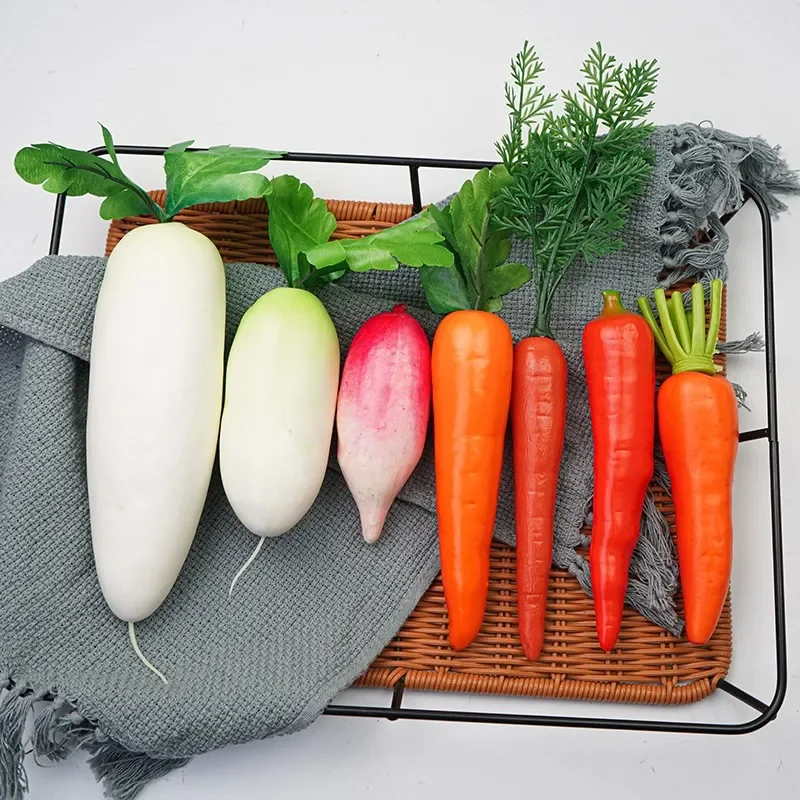 Simulation Radish Fake Carrot Vegetable Model Window Decorations Early Childhood Education Toys 7pc/lot