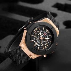 2023 New Men's Watch Top Brand Luxury Sports Silicone Strap Japanese Movement Calendar Quartz Waterproof Watch Relogio Masculino