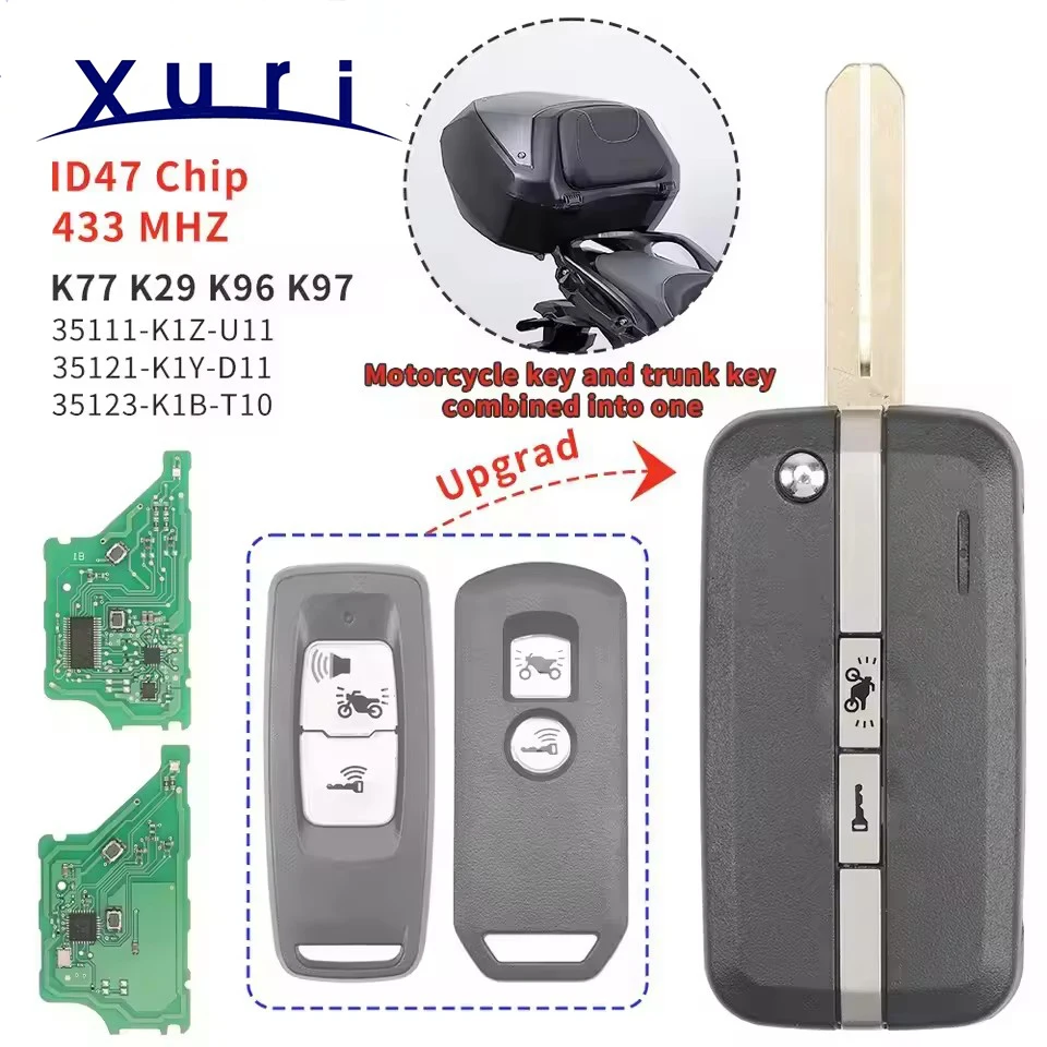 

Xuri For Honda PCX160 2021-2023 Motorcycle Remote Key 433.92MHz 47 Chip 35111-K1Z-U11 / Motorcycle Scooter K77 K29 K96 K97