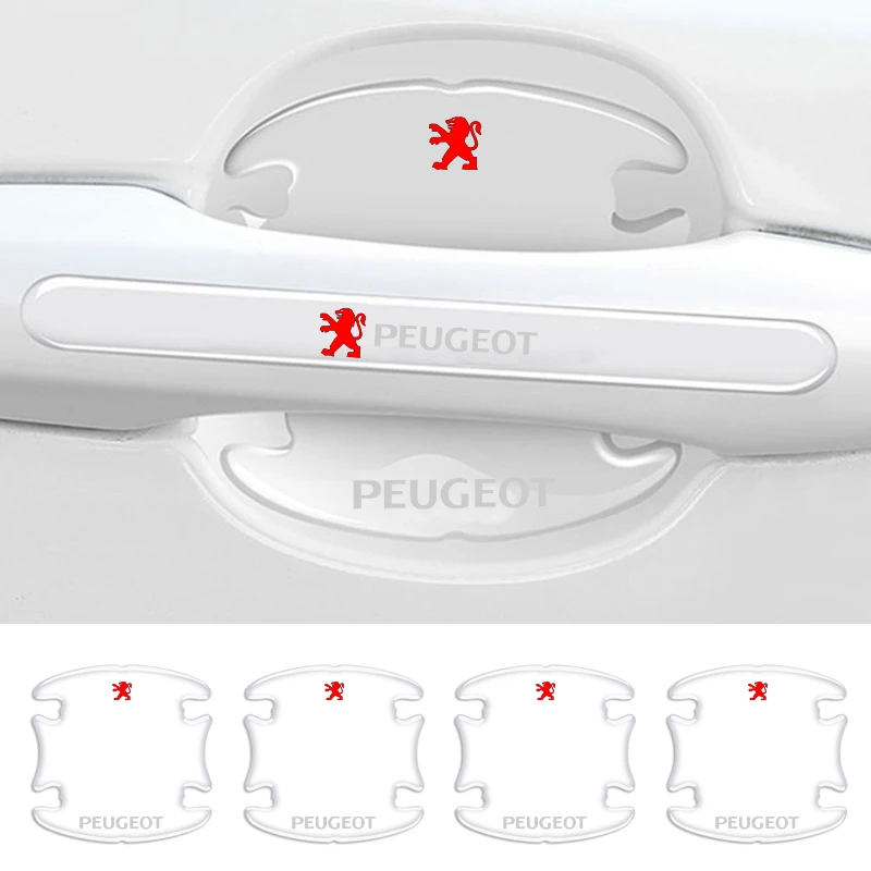 8PCS Car Door Bowl Handle Decor Protector Stickers Decal For Peugeot 2008 3008 307 308 206 207 208 407 508 5008 106 107 205 301