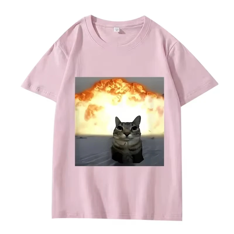 Skurrile Katze Explosion Grafik T Shirt Männer Frauen Lustige Heißer Verkauf Kurzarm Sommer Print Unisex Tops Lustige Kleidung